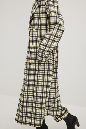 Yellow Checked Trench Coat