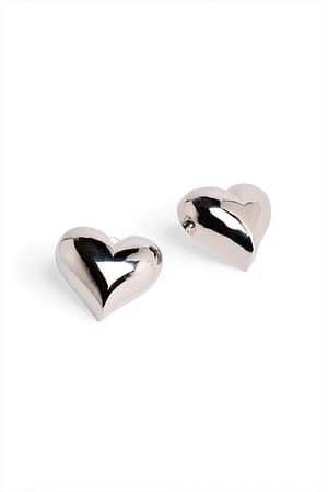 Silver Chubby Heart Earrings