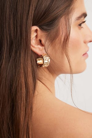 Gold Chunky Wide Half Hoop Earrings