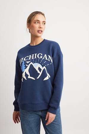 Navy City print sweatshirt