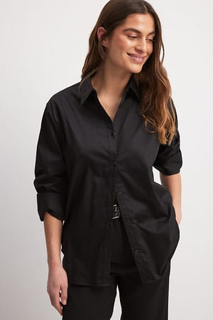 Black Klassisk vanlig skjorte