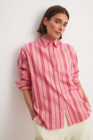 Pink Stripe Klassisk vanlig skjorta