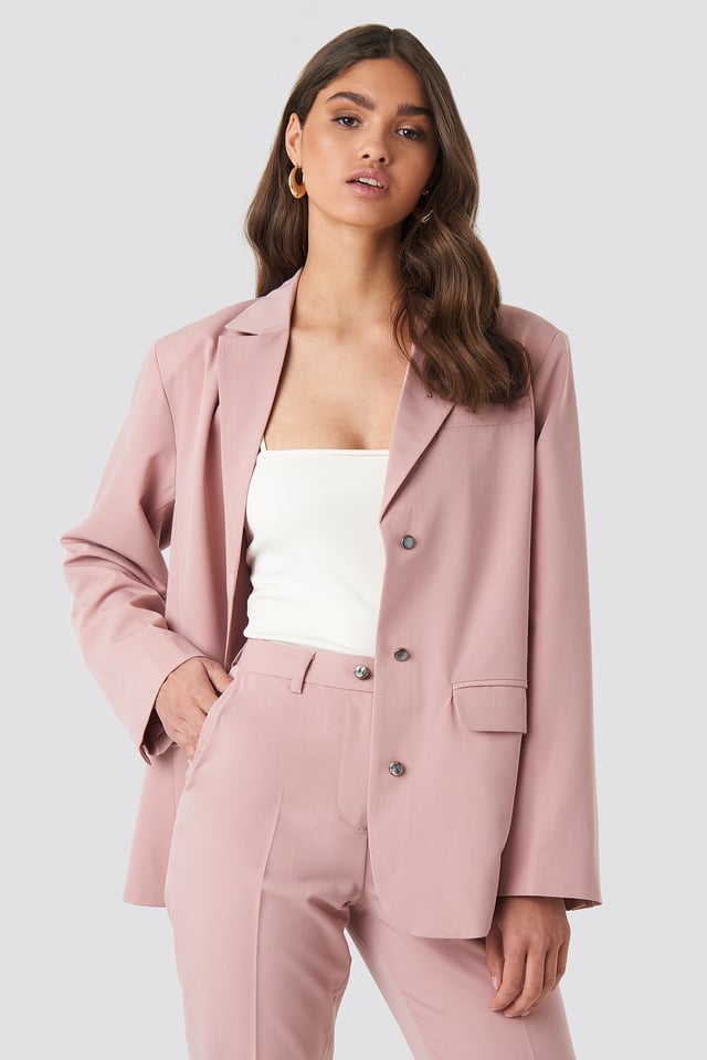 Shiny Button Blazer Dusty Dark Pink