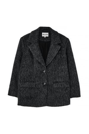 Grey Manteau court classique en laine mélangée