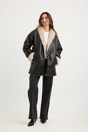 Collar Detail Bonded Jacket Outfit