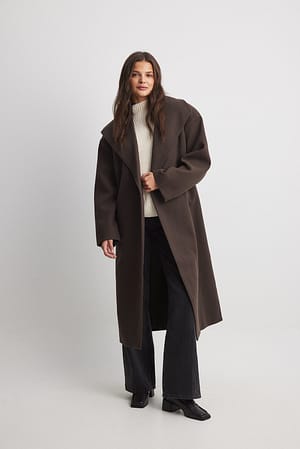 Brown Manteau à col détaillé