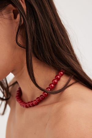 Red Halskjede med fargede perler