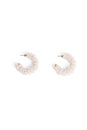 White Colored Small Stone Hoops