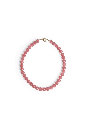Dusty Pink Colored Stone Bead Necklace