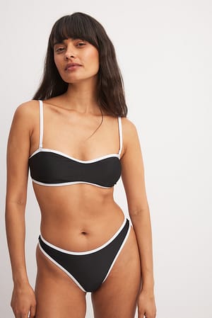 Black/White Colorblock High Cut Bikini Panty