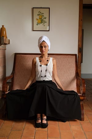 Black Cotton Maxi Skirt