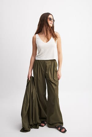 Ivy Green Cotton Mid Waist Trousers
