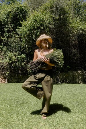 Ivy Green Pantaloni in cotone a vita media