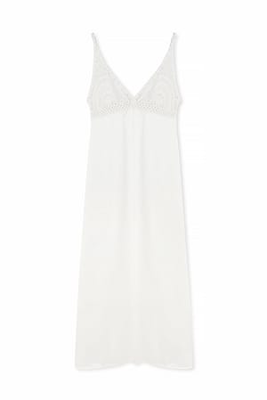 Hazel Crochet And Tassel Detail Drawstring Waist Dress White