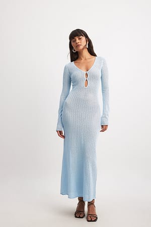 Light Blue Crochet Knitted Dress