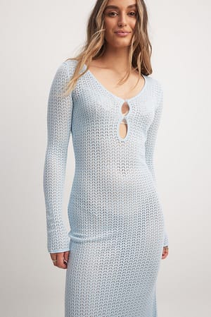 Light Blue Crochet Knitted Dress