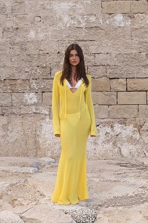 Yellow Dziergana sukienka maxi
