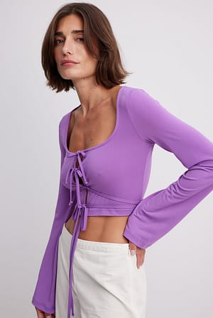 Purple Cropped Front Detail Top