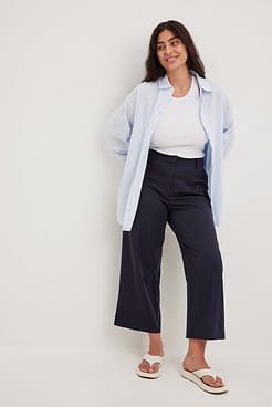 Cropped Mid Waist Straight Leg Suit Pants Outfit