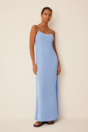 Light Blue Maxi-jurk met gekruiste rug