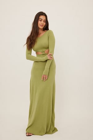 Green Cut-out lange jurk