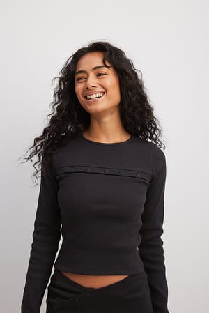 Black Cut Out Long Sleeve Top