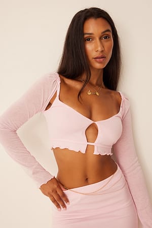 Baby Pink Top con cut-out e maniche lunghe