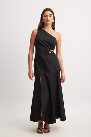 Black Sukienka midi z ozdobnym wycięciem