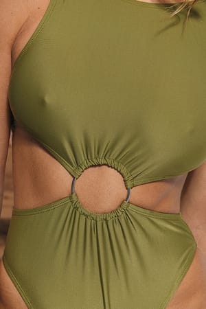 Dark Green Cut Out Swimsuit