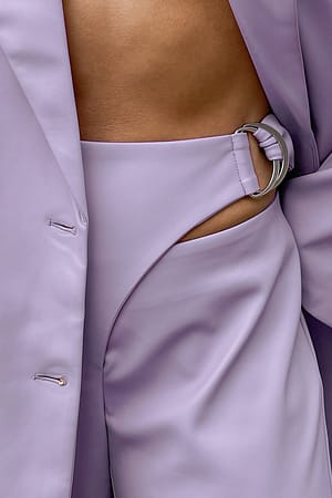 Purple D-ring Detailed PU Pants