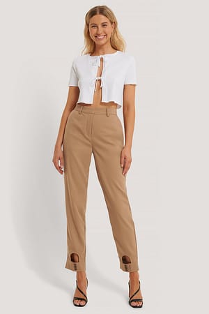 Brown Pantalones De Vestir Con Detalle Cut-Out