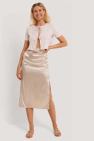 Dusty Lilac Side Slit Satin Skirt