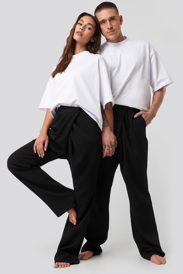 Assymmetric Closure Pants Black