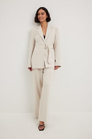 Darted High Waist Suit Pants Outfit