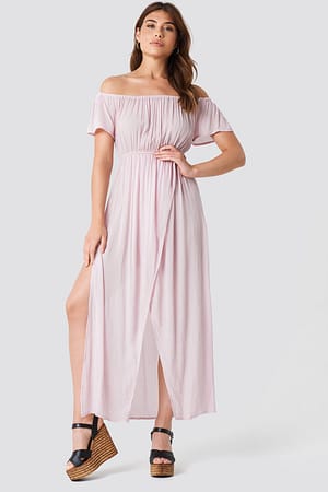 Pink Off Shoulder Long Dress