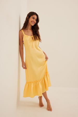 Yellow Deep Back Midi Dress
