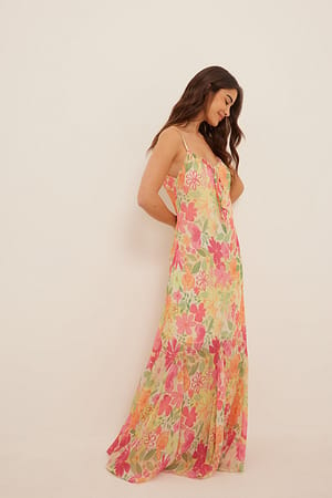 Flower Print Bedrucktes Kleid mit tiefem Rückenausschnitt