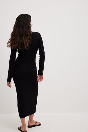 Deep Front Long Dress Black | NA-KD