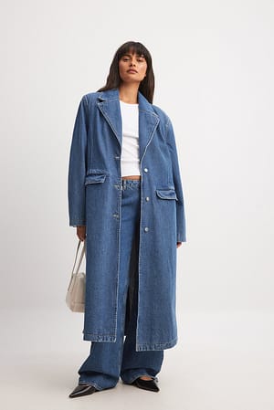 Mid Blue Dżinsowy płaszcz
