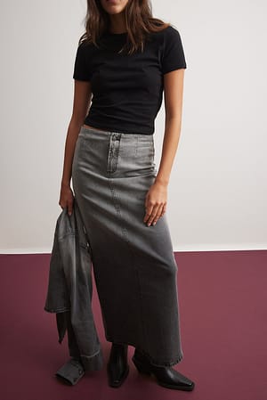 Grey Denim Ombre Maxi Skirt