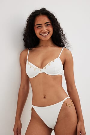 Offwhite Braguita de bikini con detalle de sol pequeño