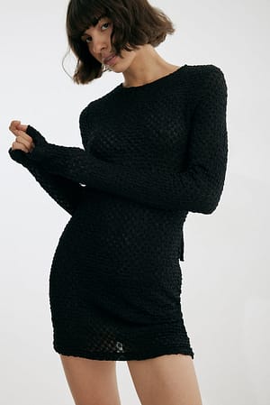 Black Detailed Back Mini Dress