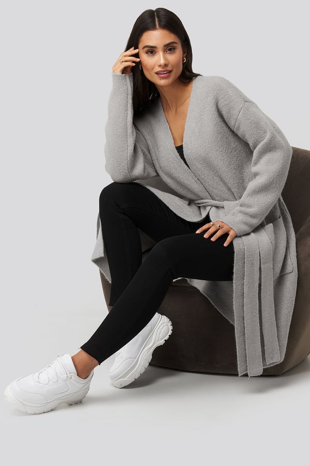 Knitted Pocket Cardigan Grey