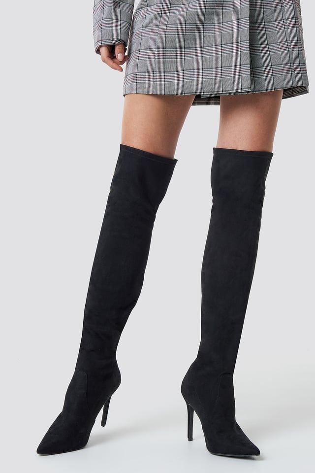 Overknee Front Seam Boots Black
