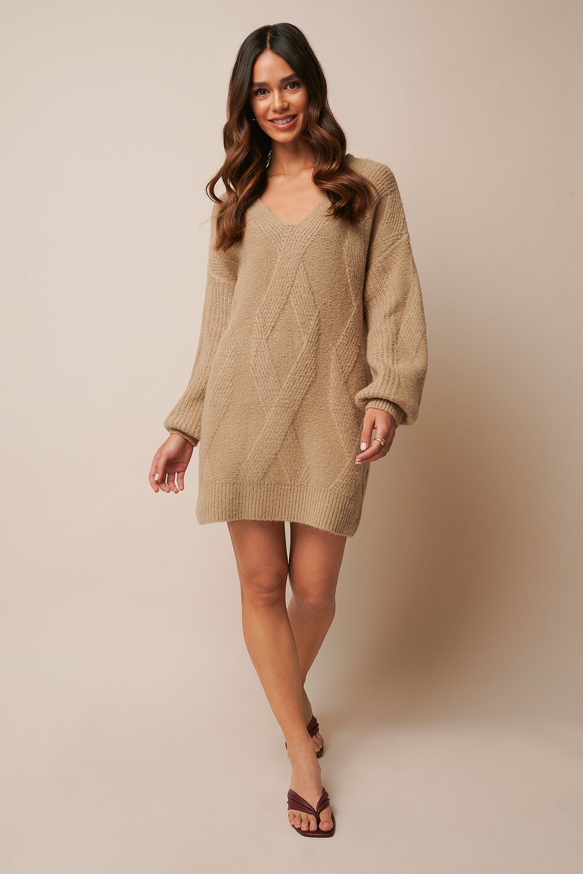 Robes Collections des influenceuses | Braided Cable Knitted Dress - QU18582