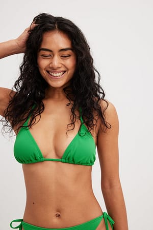 Green Dotted Triangle Bikini Top