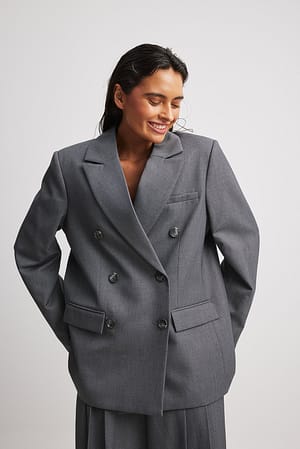 Grey Double Breasted Blazer Jacket