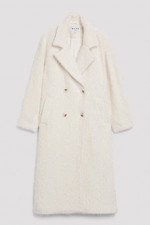 Offwhite Double Buttoned Hairy Coat