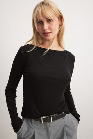 Black Camiseta con tirantes y manga larga