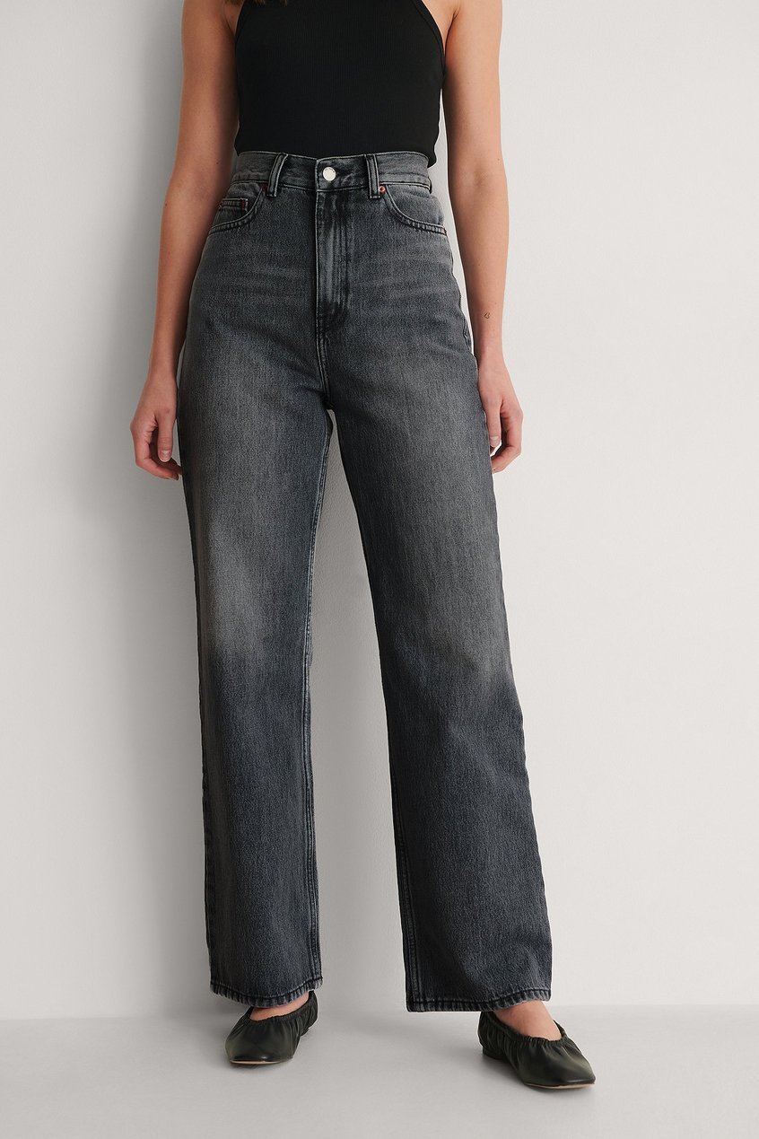 Jeans Jeans mit weitem Bein | Gerade geschnittene Jeans mit hoher Taille - OM68096